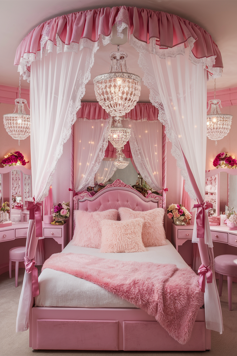 Dreamy Pink Canopy Beds