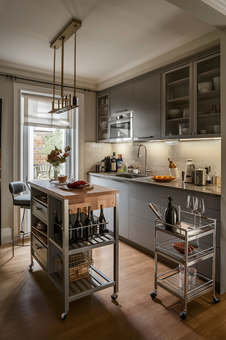 Opt for a Slim Kitchen Island or Cart
